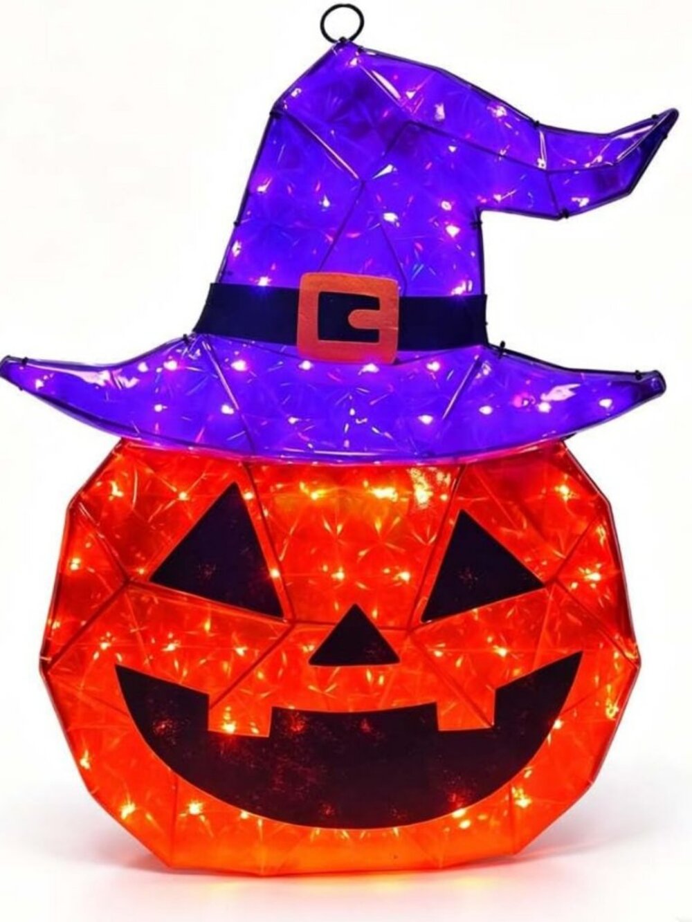 Light Up Pumpkin Witch Hat 24" - 85 LED Halloween Decorations for Porch & Yard